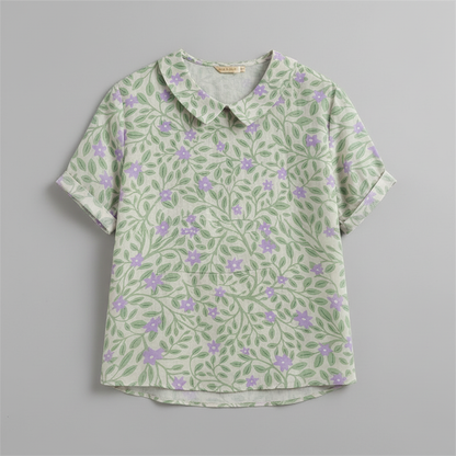 Damen Vintage Blumenmuster Bluse | Lässige Mode