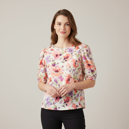 Damen Vintage Blumenmuster Bluse | Lässige Mode