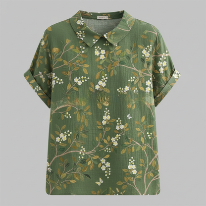 Damen Vintage Blumenmuster Bluse | Lässige Mode