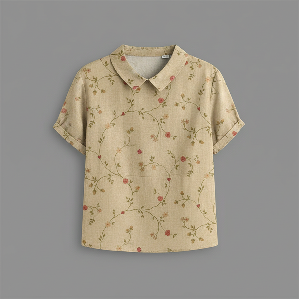 Damen Vintage Blumenmuster Bluse | Lässige Mode