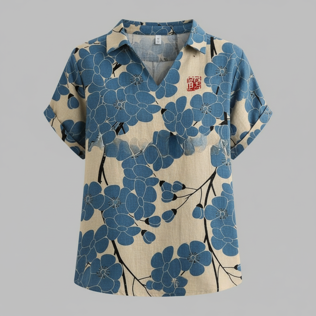 Damen Vintage Blumenmuster Bluse | Lässige Mode