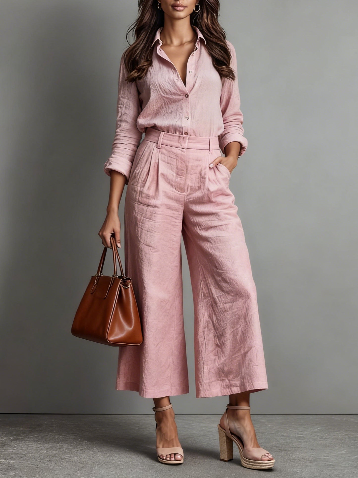 Damen Zweiteiler Set | Caprihose und lockeres Hemd 0