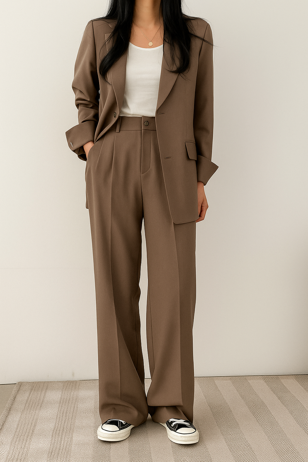 Damen Zweiteiliger Anzug | Baumwolle Elasthan Blazer & Hose 2