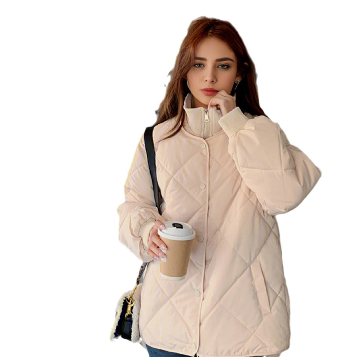 Damen gesteppte Übergangsjacke mit elastischen Bündchen und Taschen 5
