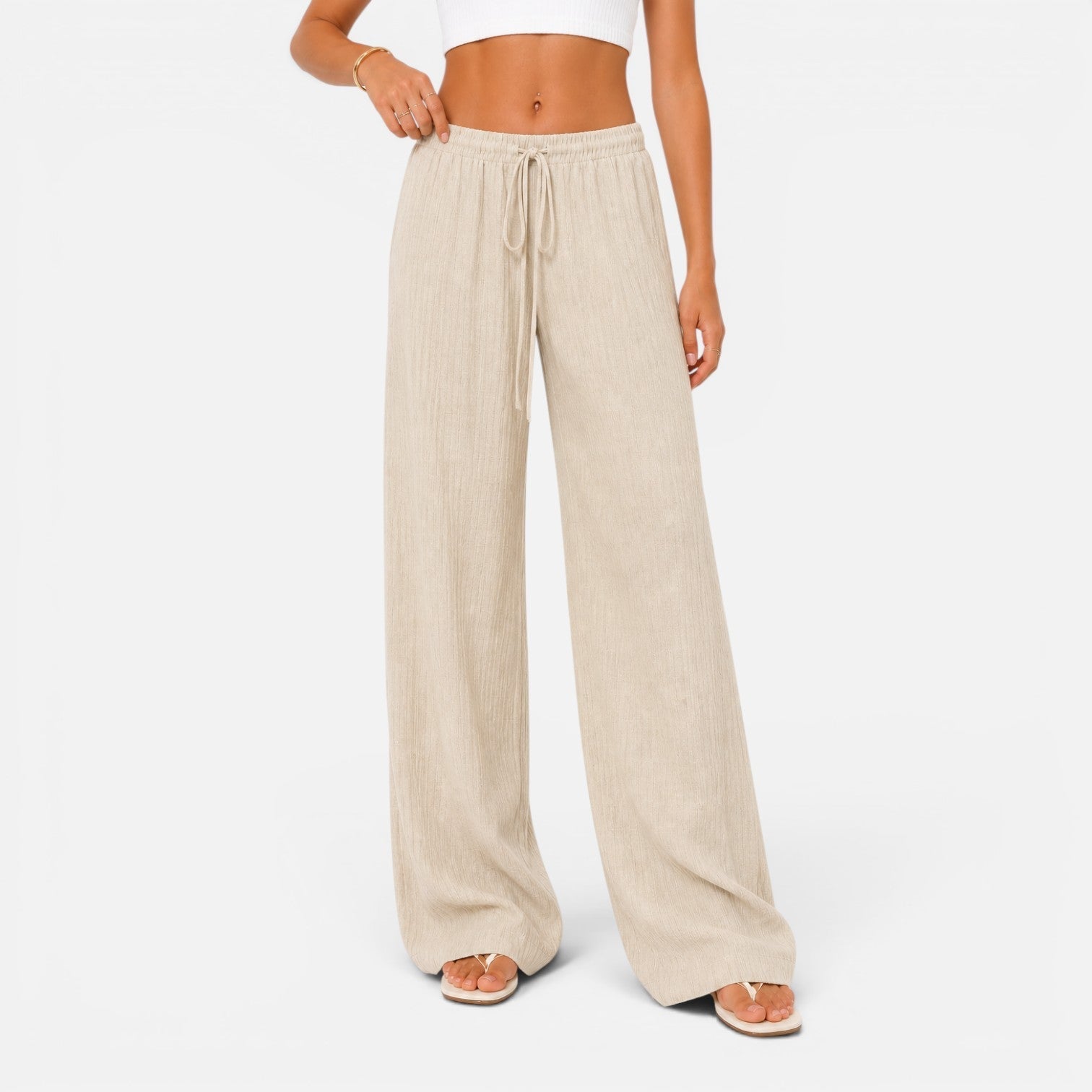 Damenhose mit weitem Bein und elastischem Bund | Lässige Komforthose 0