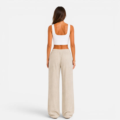 Damenhose mit weitem Bein und elastischem Bund | Lässige Komforthose 2