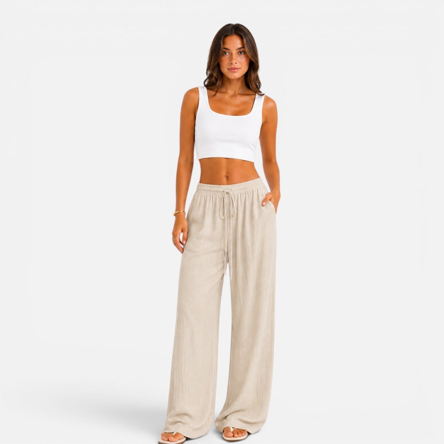 Damenhose mit weitem Bein und elastischem Bund | Lässige Komforthose 3