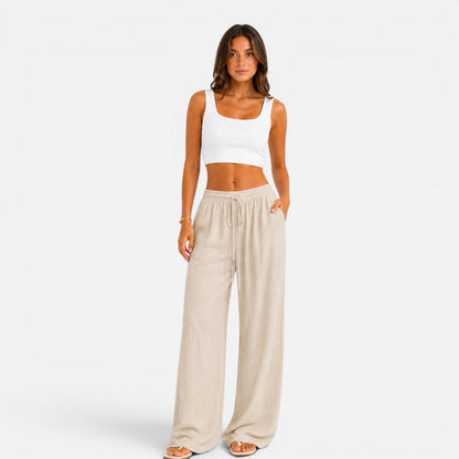 Damenhose mit weitem Bein und elastischem Bund | Lässige Komforthose 3