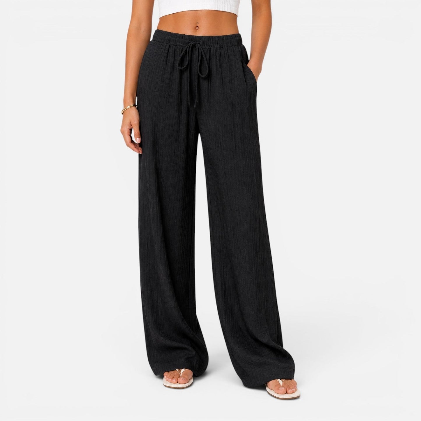 Damenhose mit weitem Bein und elastischem Bund | Lässige Komforthose 7