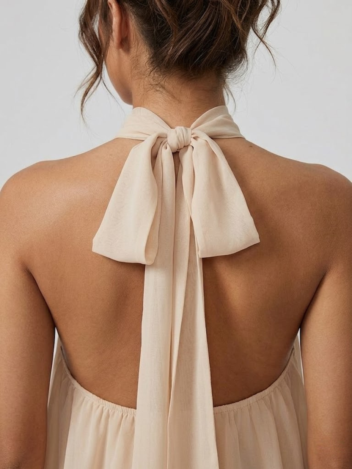 Damenkleid Kurz Stehkragen Neckholder Rückenfrei Rüschen 4