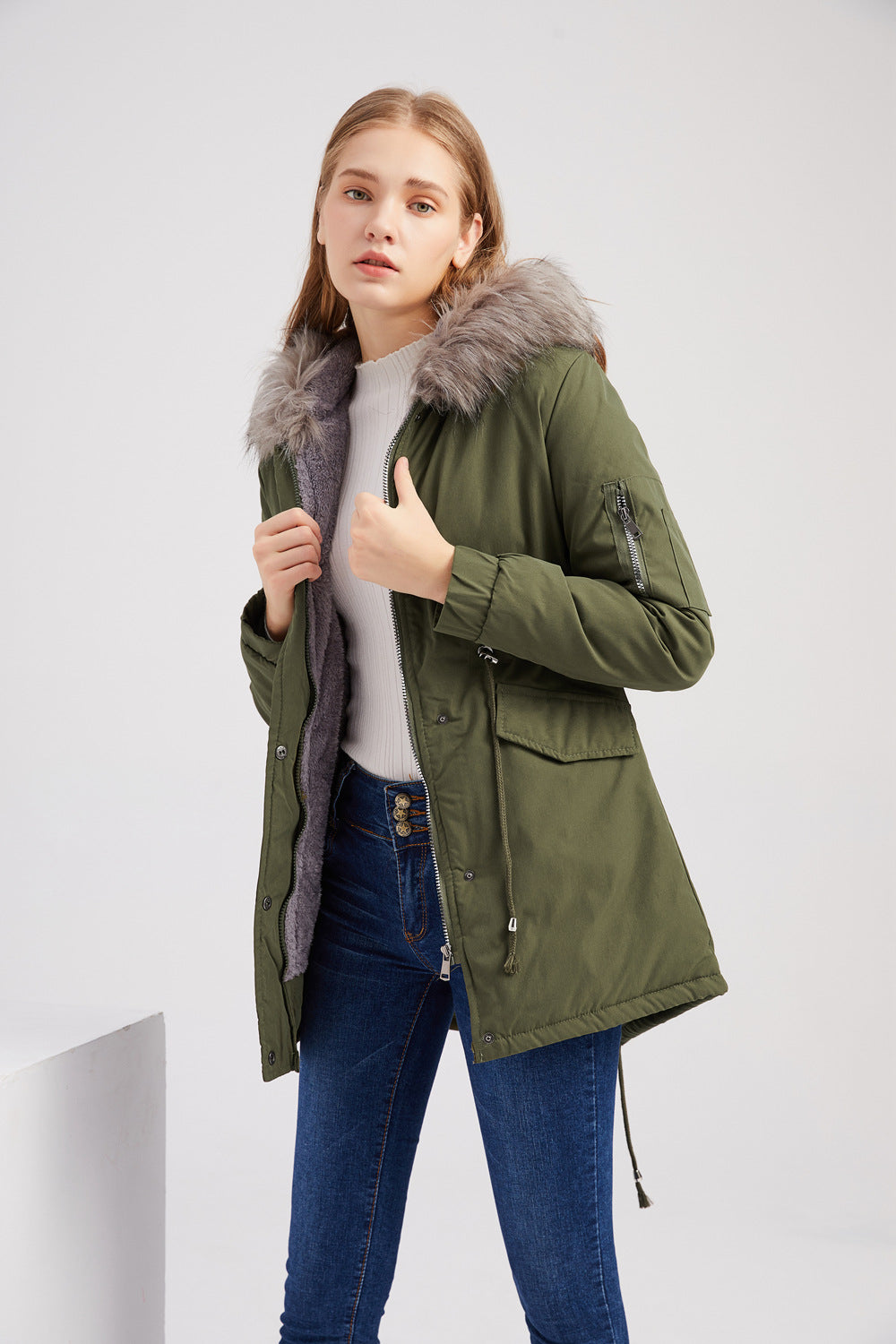 Damenparka mit Kapuze Warm und Winddicht 0