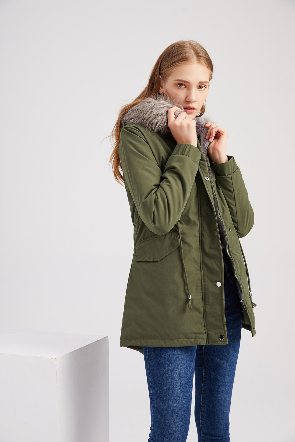 Damenparka mit Kapuze Warm und Winddicht 2