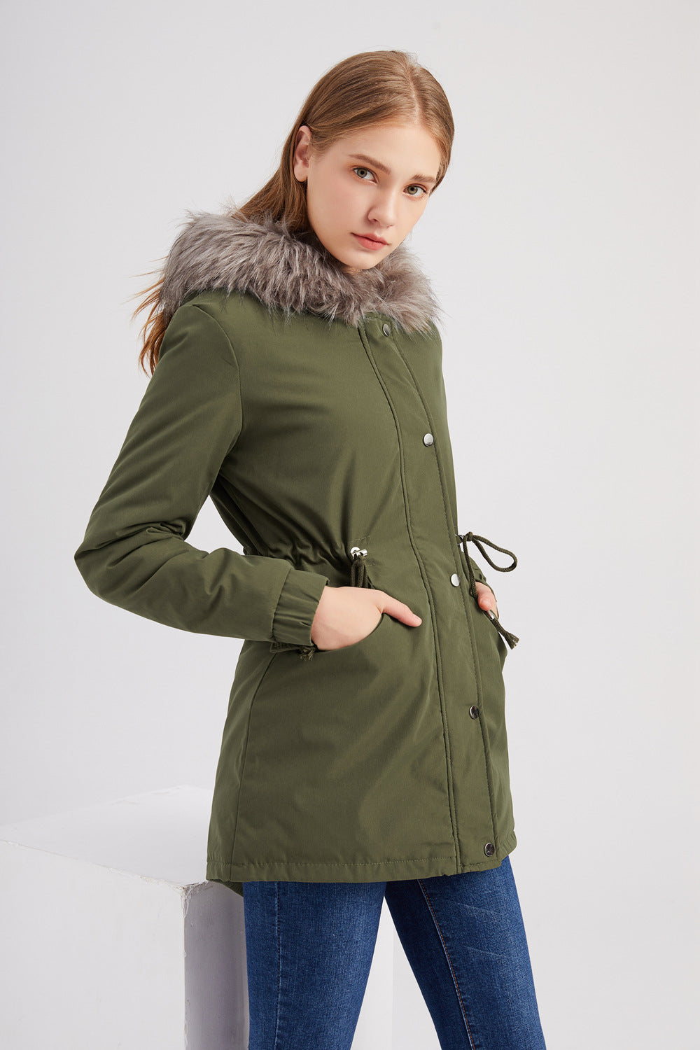 Damenparka mit Kapuze Warm und Winddicht 3