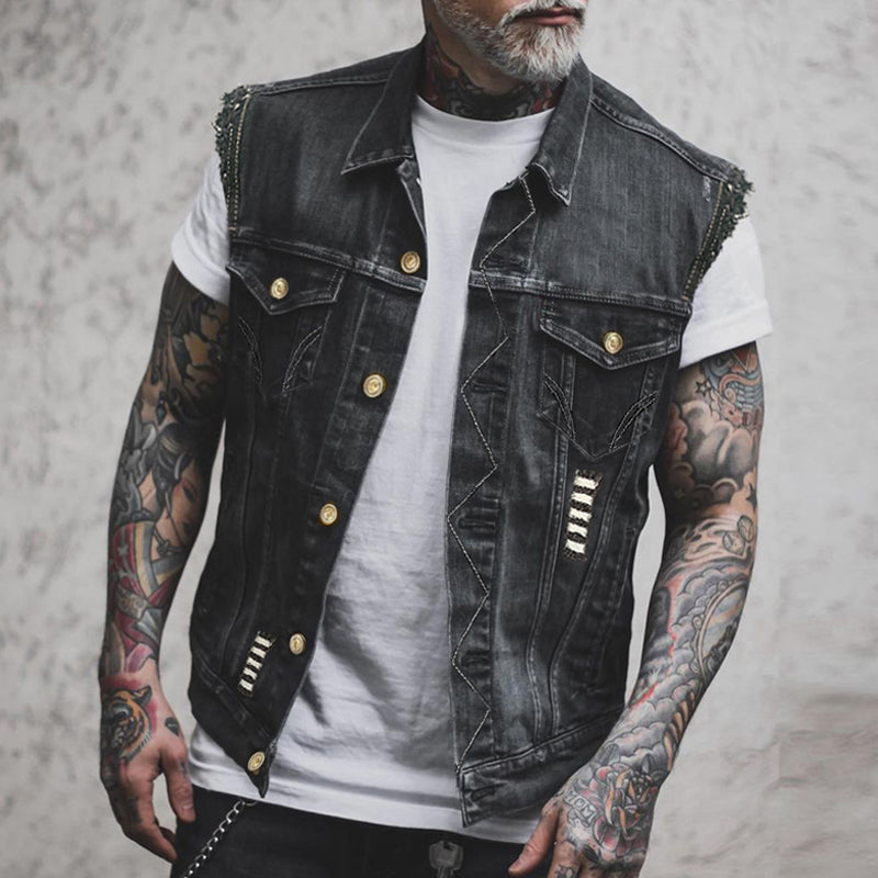 Denim Weste Herren Ärmellos | Streetwear Look für Männer 0