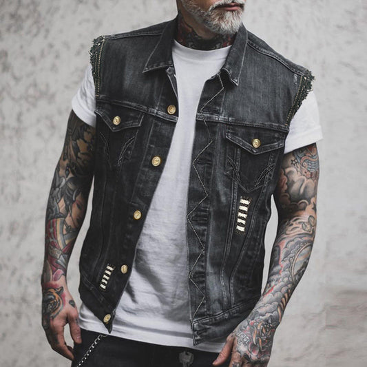 Denim Weste Herren Ärmellos | Streetwear Look für Männer 0