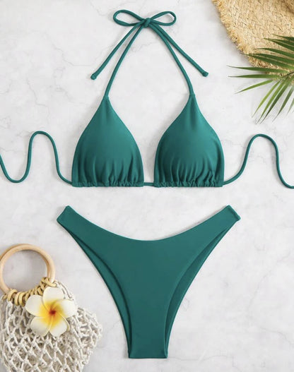Doppelstoff Bikini Set | Damen Tanga Badeanzug 0