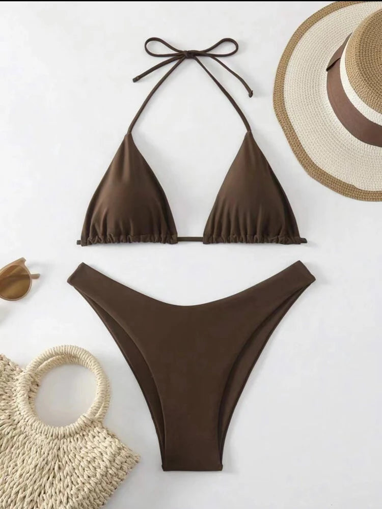 Doppelstoff Bikini Set | Damen Tanga Badeanzug 10