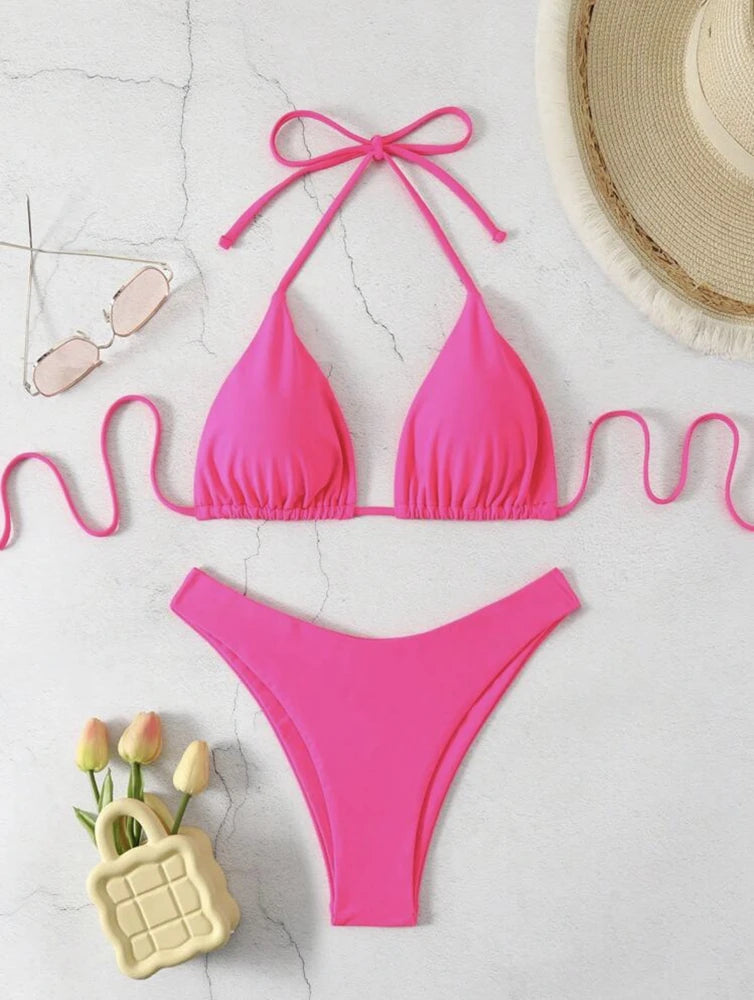 Doppelstoff Bikini Set | Damen Tanga Badeanzug 12