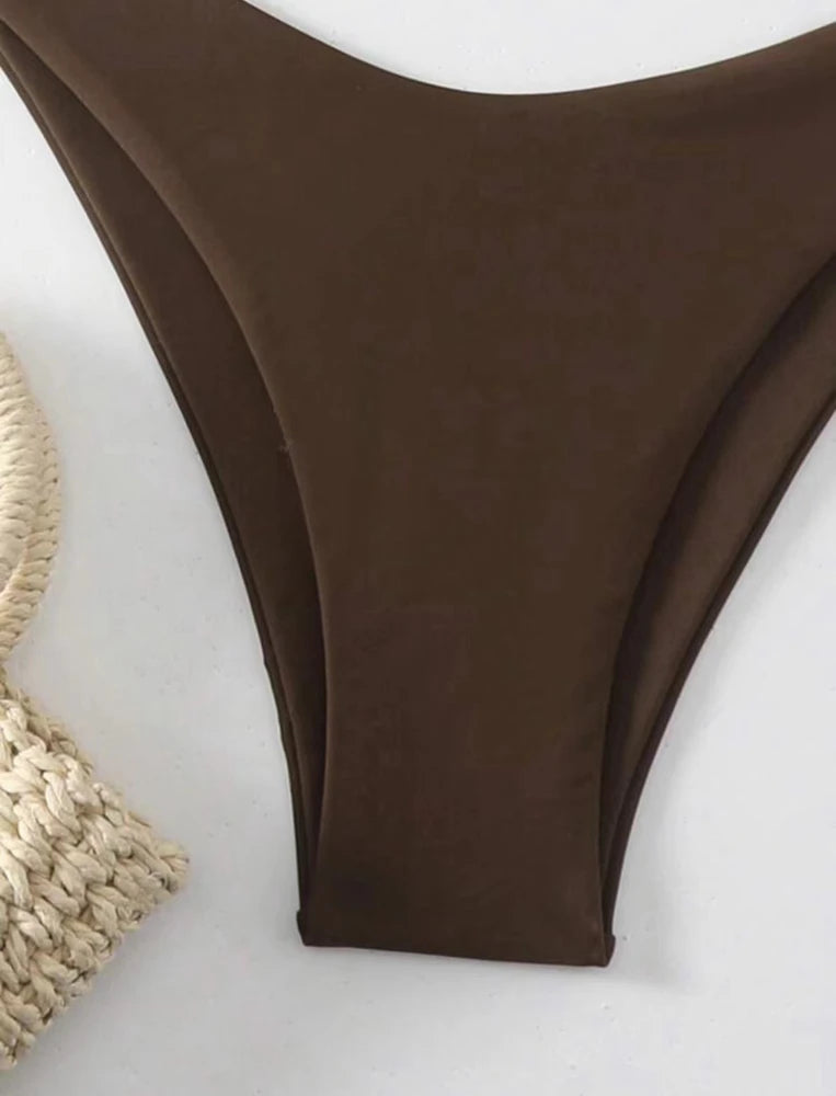 Doppelstoff Bikini Set | Damen Tanga Badeanzug 4