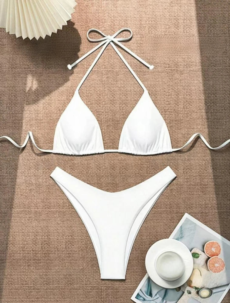 Doppelstoff Bikini Set | Damen Tanga Badeanzug 7