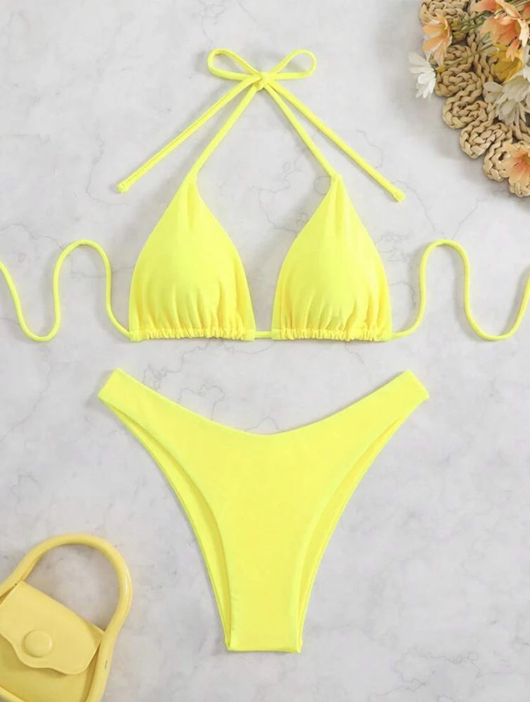 Doppelstoff Bikini Set | Damen Tanga Badeanzug 9