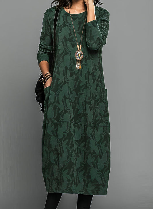Druckmuster Midi-Tunika-Kleid | Damenmode 0