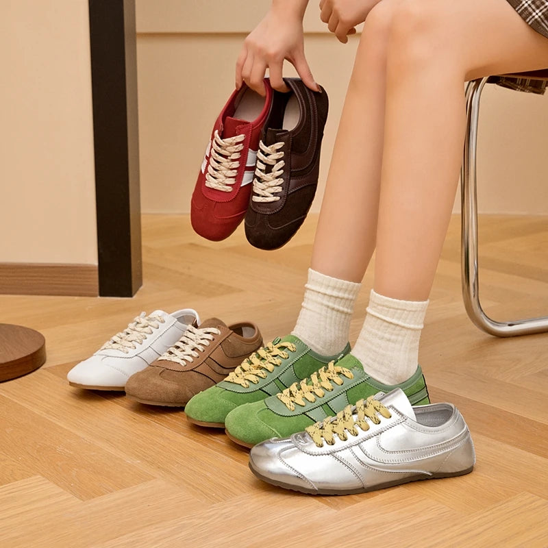 Echte Leder Sneakers | Retro Damen Turnschuhe 0