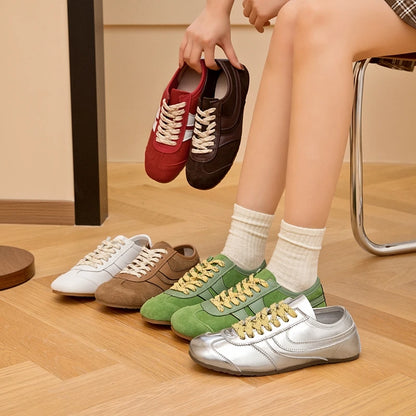 Echte Leder Sneakers | Retro Damen Turnschuhe 0