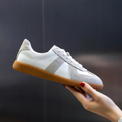 Echtes Leder Weiße Sneaker Damen | Flache Schuhe für den Frühling 1