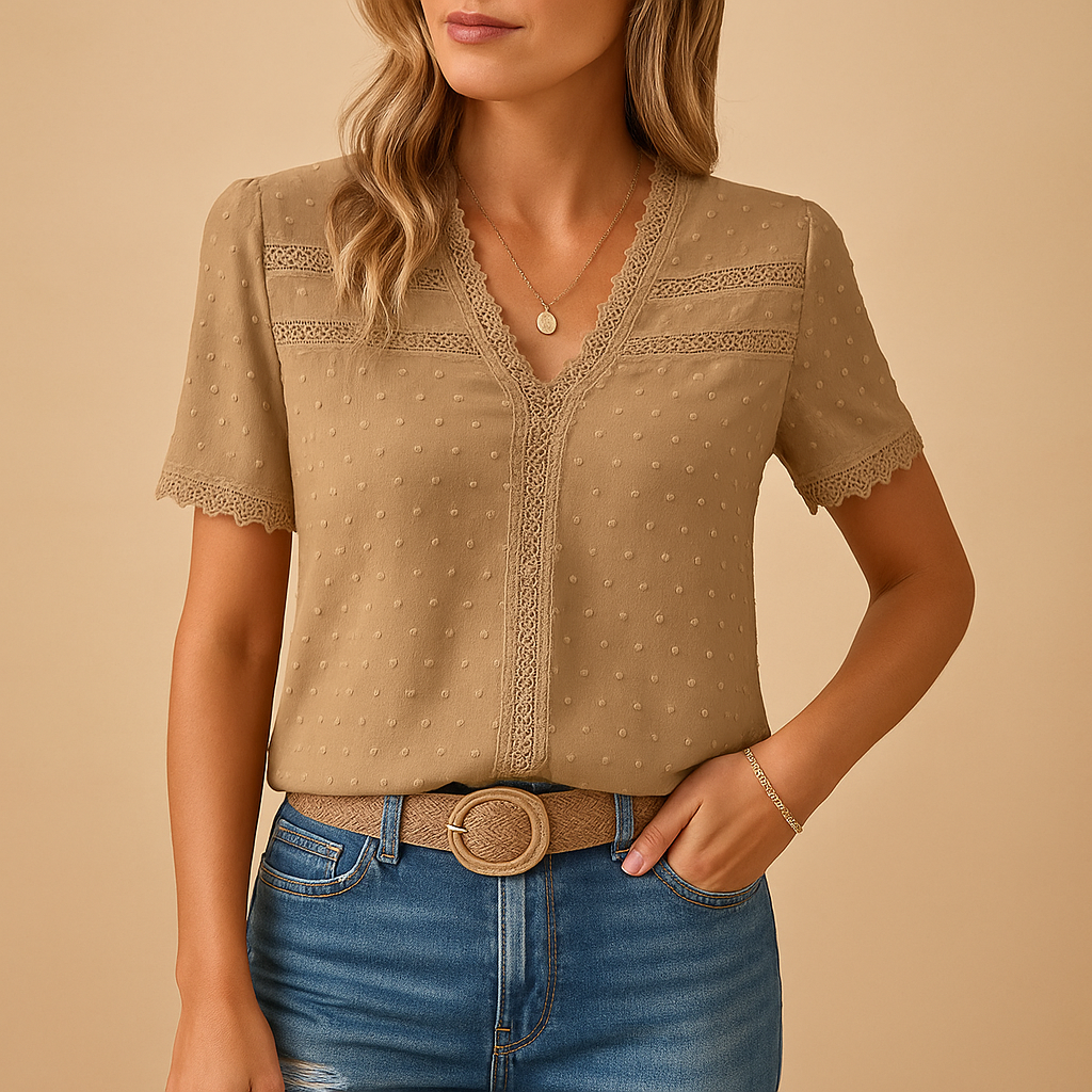 Eirene Damenbluse Mit V-Ausschnitt Und Spitzenbesatz | Blusen 0