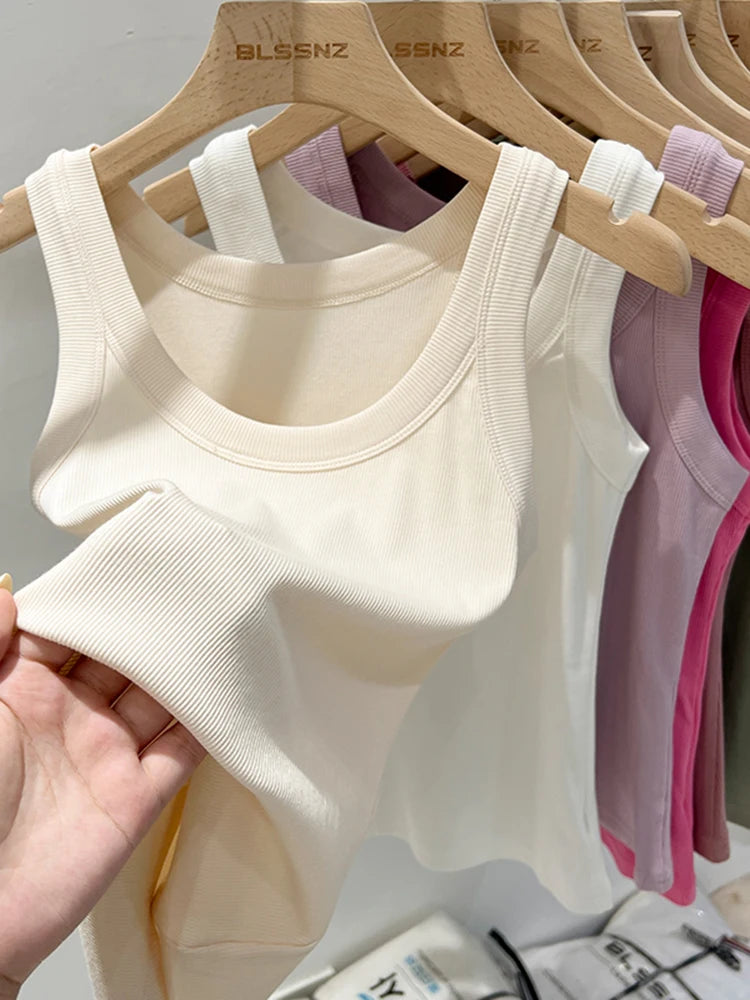 Elastisches Rundhals Tank Top | Frauen Basic Sommeroberteil 1