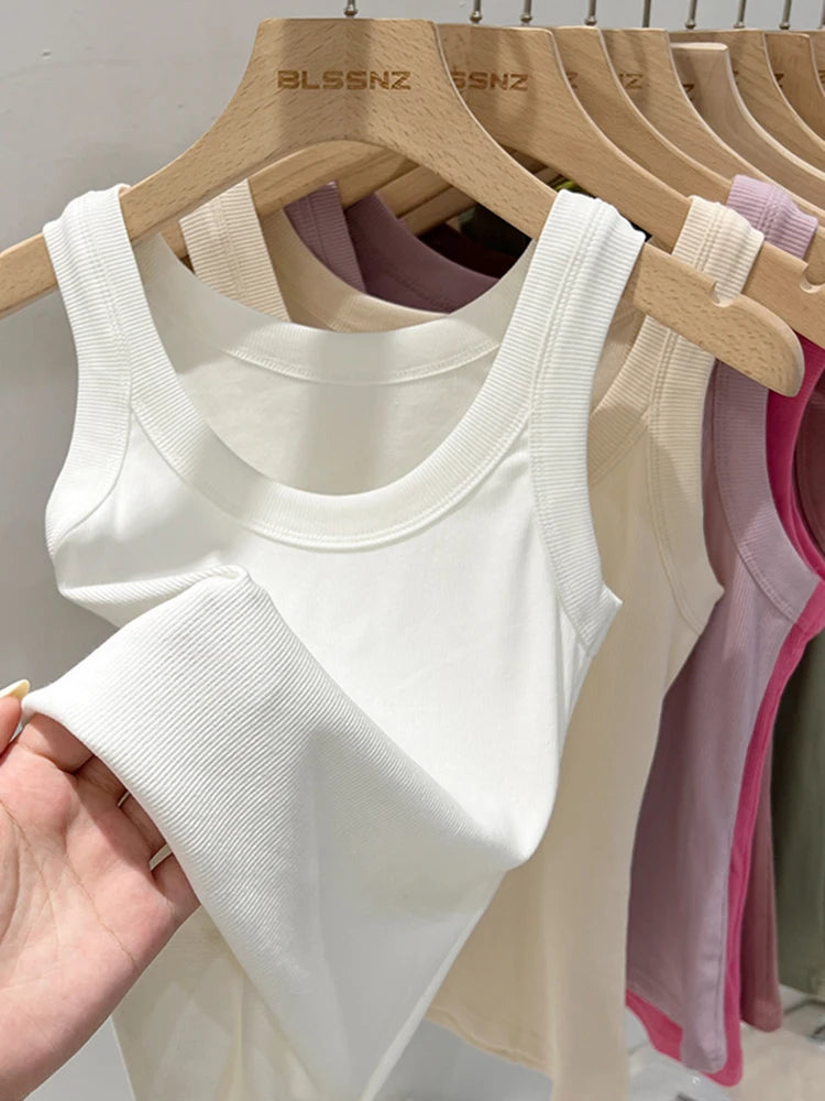 Elastisches Rundhals Tank Top | Frauen Basic Sommeroberteil 2