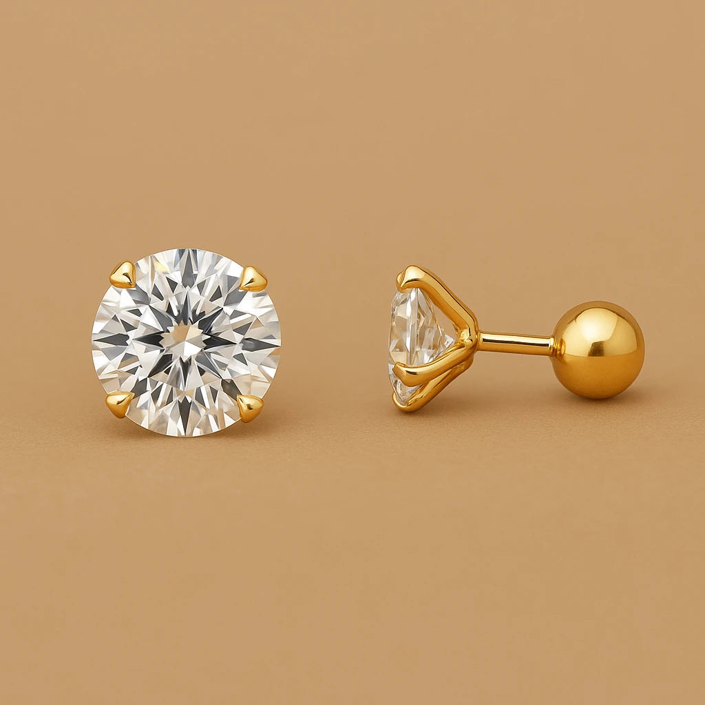 Elegante Ohrringe Gold Set | Ohrstecker Zirkonia Edelstahl 1