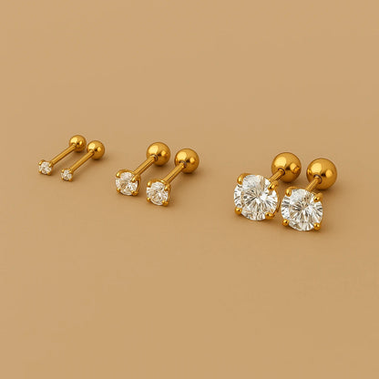 Elegante Ohrringe Gold Set | Ohrstecker Zirkonia Edelstahl 2