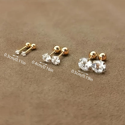 Elegante Ohrringe Gold Set | Ohrstecker Zirkonia Edelstahl 6