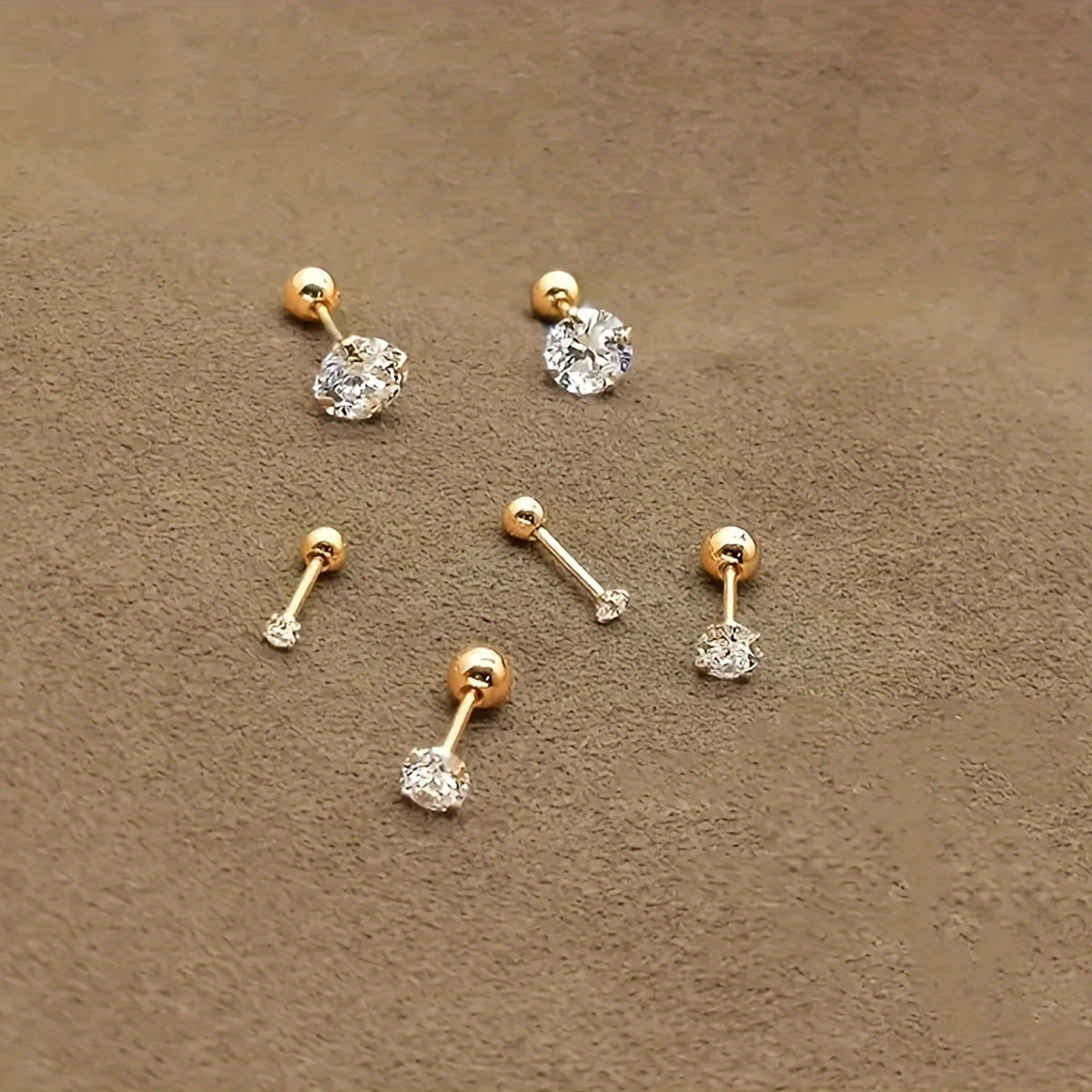 Elegante Ohrringe Gold Set | Ohrstecker Zirkonia Edelstahl 8