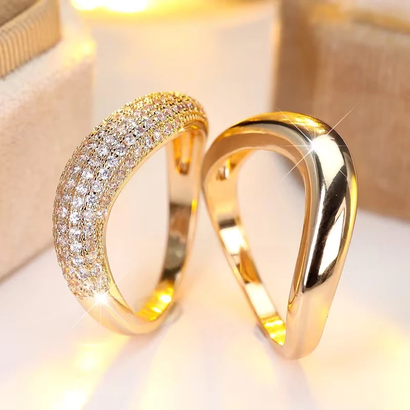 Elegante Ringe | Zweiteiliges Ring-Set für Verlobung und Hochzeit 0