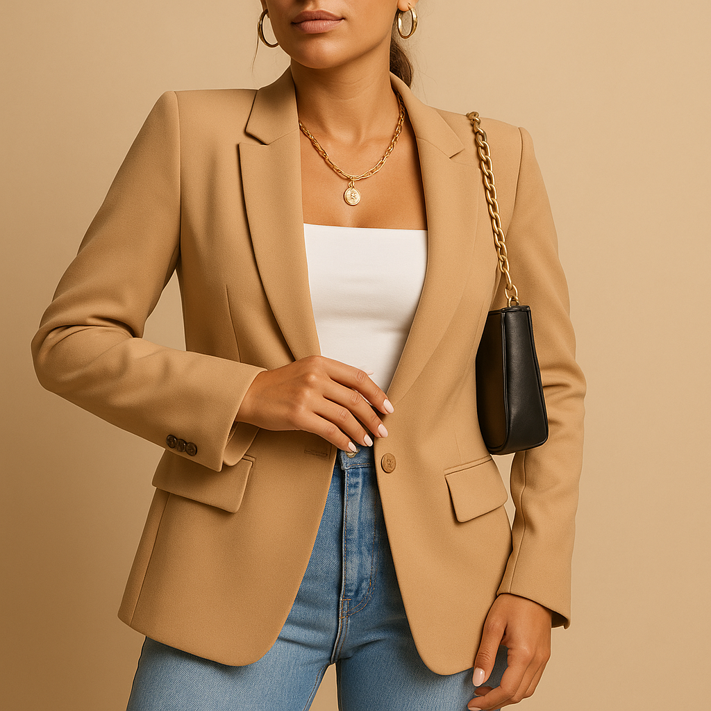 Eleganter Damen Blazer | Klassisches Revers Dunkelblau 1