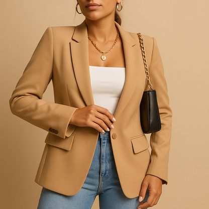 Eleganter Damen Blazer | Klassisches Revers Dunkelblau 1