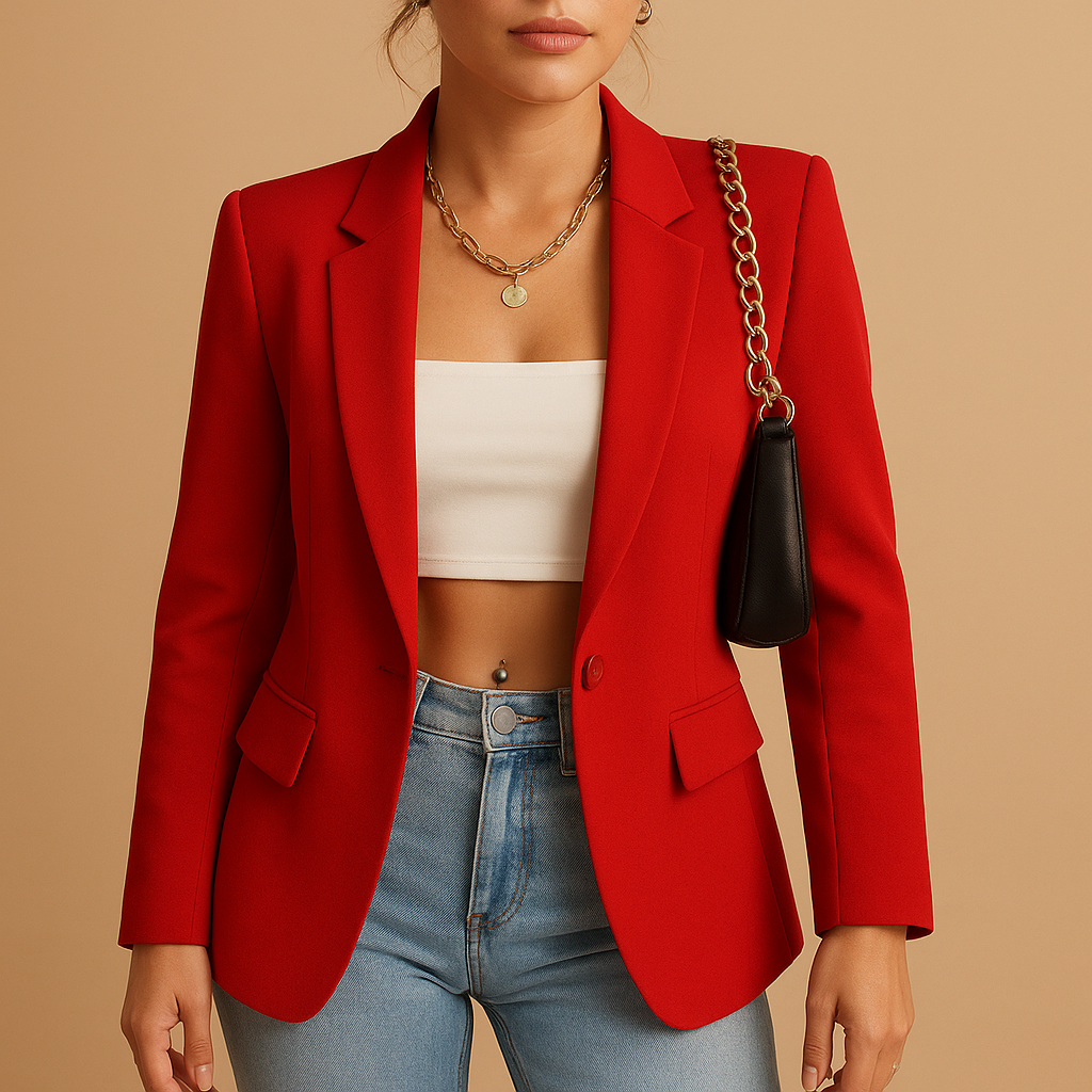 Eleganter Damen Blazer | Klassisches Revers Dunkelblau 2