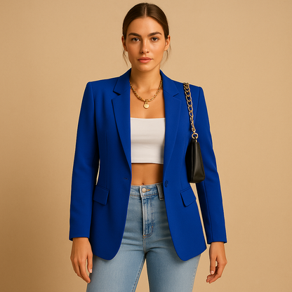 Eleganter Damen Blazer | Klassisches Revers Dunkelblau 3