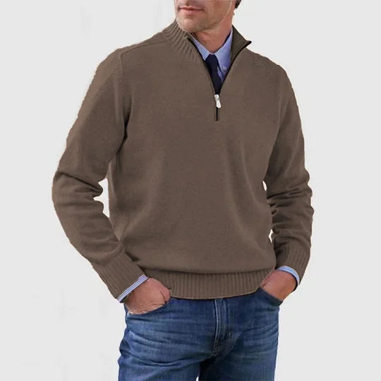 Eleganter Stehkragenpullover mit Reißverschluss | Herrenpullover 1