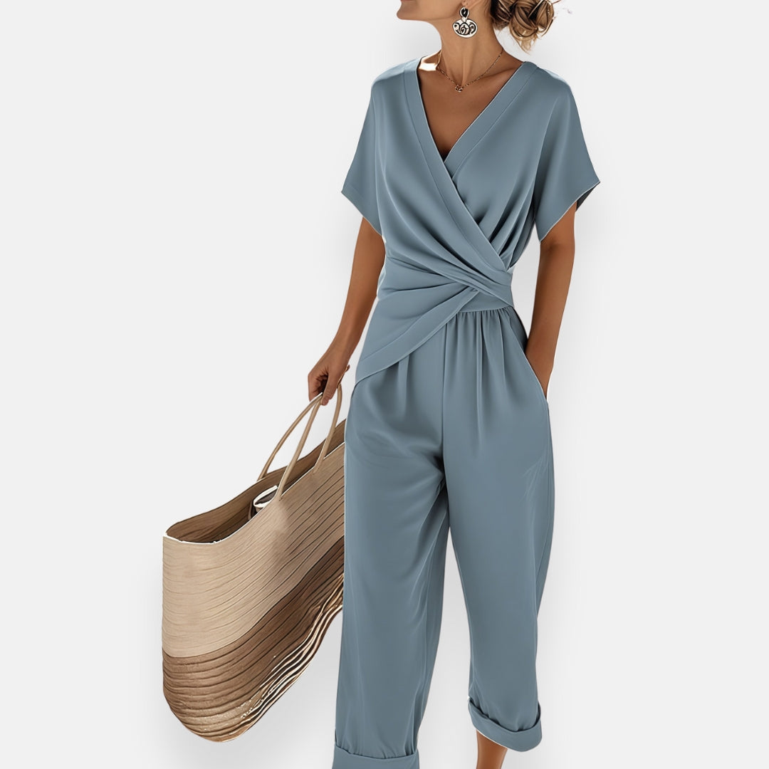 Elegantes Damen-Set mit Kreuzdesign und weiter Hose 0