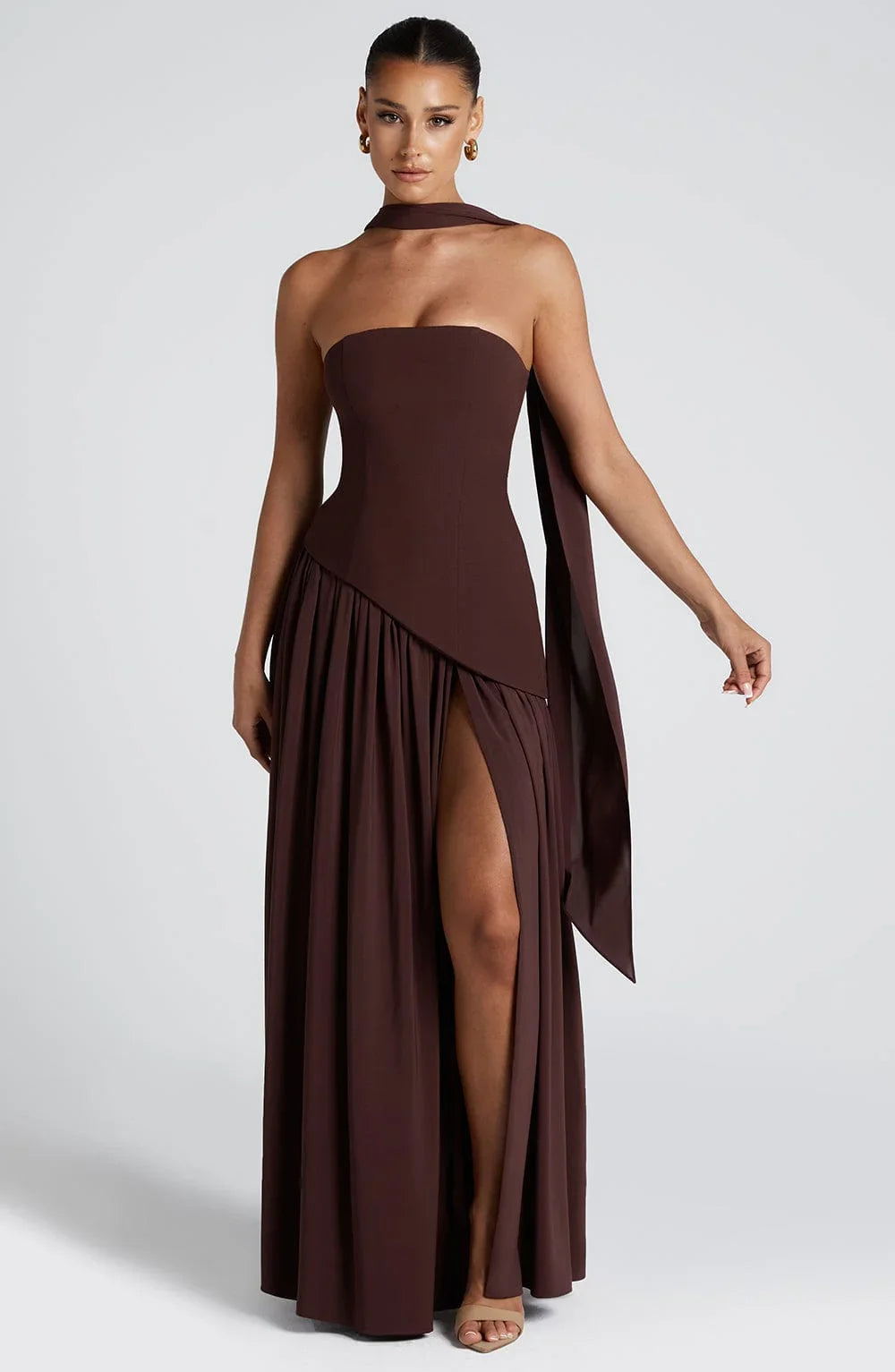 Elegantes Korsettkleid mit Schaldetail und hohem Schlitz | Damenmode 0