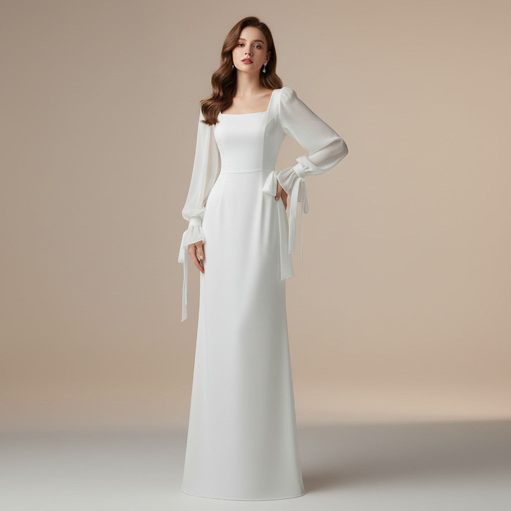 Maxikleid Damen Langarm | Hochzeitsgast Kleid Elegant, Abendkleid Lang