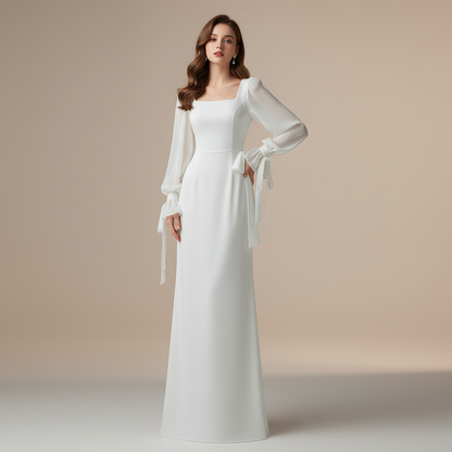 Maxikleid Damen Langarm | Hochzeitsgast Kleid Elegant, Abendkleid Lang