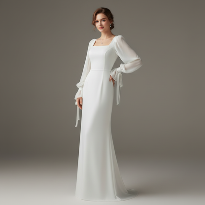Maxikleid Damen Langarm | Hochzeitsgast Kleid Elegant, Abendkleid Lang