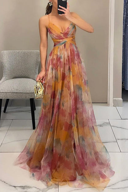 Elegantes Maxikleid mit Blumendruck für Damen Frühling 0