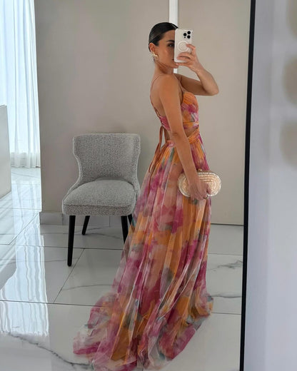 Elegantes Maxikleid mit Blumendruck für Damen Frühling 1