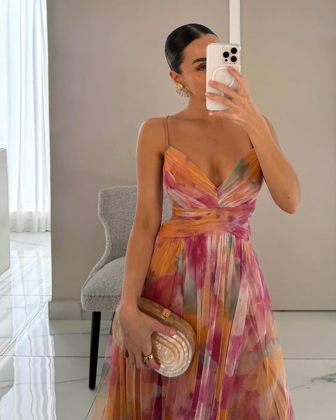 Elegantes Maxikleid mit Blumendruck für Damen Frühling 2